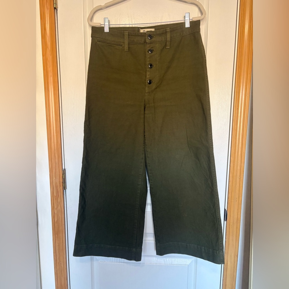 Madewell Olive Wide-Leg Button-Fly Chinos